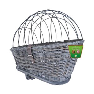 Fietsmand Riet Achterop + Rek Grijs