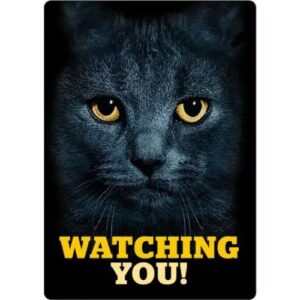 Sign Metal Black Cat's Eyes Watching You