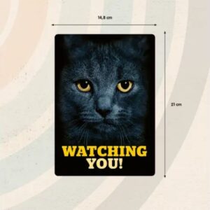 Sign Metal Black Cat's Eyes Watching You