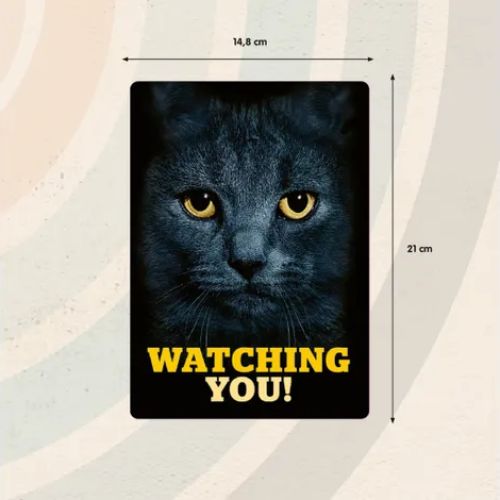 Sign Metal Black Cat's Eyes Watching You
