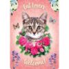 Sign Metal Cat Lovers Welcome Rose