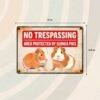 Sign Metal No Trespassing Area protected by Guinea Pigs