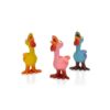 Drie Beeztees Turkinies latex hondenspeeltjes met piep in oranje, roze en blauw, 17x9,5x8,5 cm