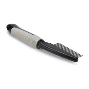 Achterkant van de grove Beeztees hondenkam met soft grip handvat