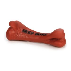 Beeztees vinyl runderkluif van 16 cm in bruin, hondenspeelgoed in de vorm van een bot