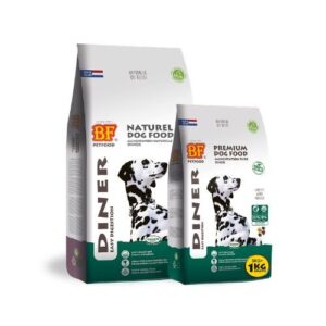 BF Diner hondenvoeding verpakkingen 3+1 kg en 12,5 kg
