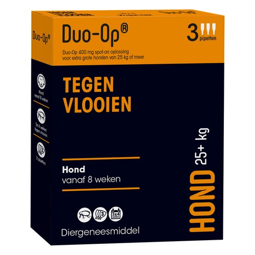 Duo-Op 400 mg vlooiendruppels voor honden vanaf 25 kg, 3 pipetten