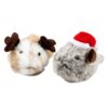 Twee Duvo+ Xmas Fluffy muizen: catnip muis met rendiergewei en grijs muisje met kerstmuts