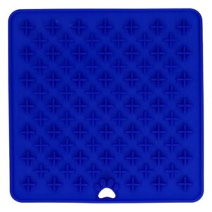 Blauwe siliconen likmat met kruisjespatroon van Eat Slow Live Longer