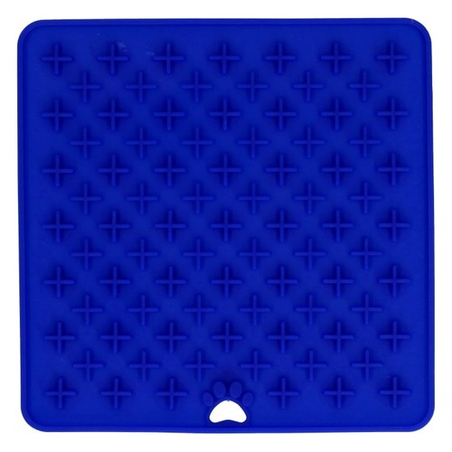 Blauwe siliconen likmat met kruisjespatroon van Eat Slow Live Longer