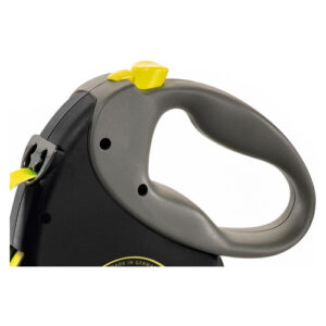 Ergonomisch softgrip handvat van de Flexi Giant rollijn met neongele remknop