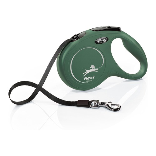 flexi New Classic rollijn in olijfgroen met platte band voor honden tot 25 kg