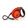 flexi Xtreme rollijn in oranje met zwart, met X11 band en soft stop element aan de karabijnhaak