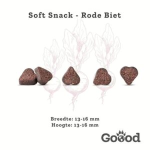 GOOOD Soft Snack Rode Biet hartvormige stukjes 13-16 mm met rode biet illustratie