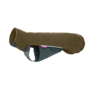 PolarPomppa fleece hondentrui in Olive, olijfgroene sherpa fleece met extra lange rug