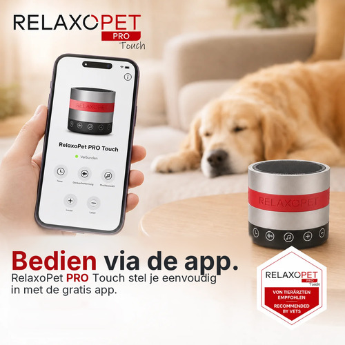 RelaxoPet app op een smartphone om de PRO Touch te bedienen