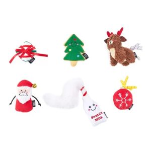 ZippyClaws Christmas Classics kerstcadeau voor katten: Kerstman, rendier, Santa's Milk, cadeautje, kerstboomkoekje en kerstbal
