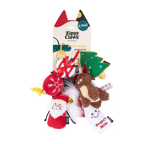 ZippyClaws Christmas Classics 6-pack met catnip op de verpakkingskaart