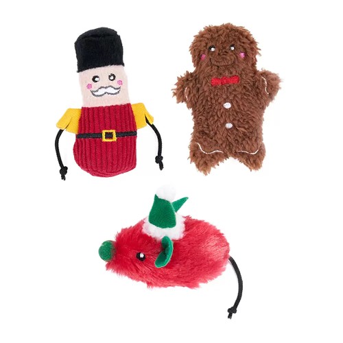 Notenkraker, peperkoekmannetje en rood muisje met kerstmuts uit de ZippyClaws set