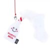 Wit flesje Santa's Milk met pluizige staart voor de kattenhengel