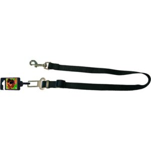 Nylon autogordel hond zwart 20 mm, verstelbaar van 40 tot 60 cm