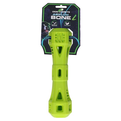 Dog Comets Airflow Bone maat L groen – apporteerspeelgoed voor honden van TPR-rubber