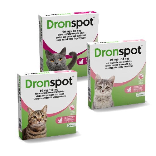 Dronspot ontwormingspipet voor katten in drie maten, klein, middelgroot en groot