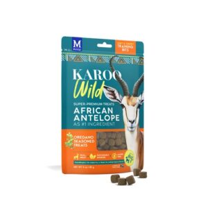 Karoo Wild Training Bits Small Oregano – graanvrije hondensnacks van antilopenvlees, 113 gram