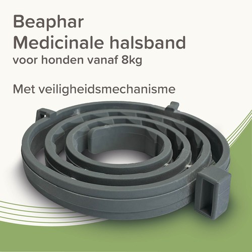 Grijze Beaphar Medicinale halsband voor grote honden, verstelbaar tot 70 cm