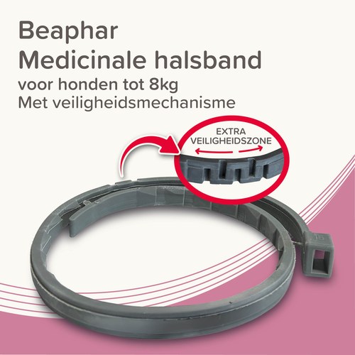 Grijze Beaphar Medicinale halsband voor kleine honden met extra veiligheidszone