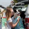 Vrouw droogt een natte border collie af in de kofferbak van de auto met Beaphar Natte Hond Spray