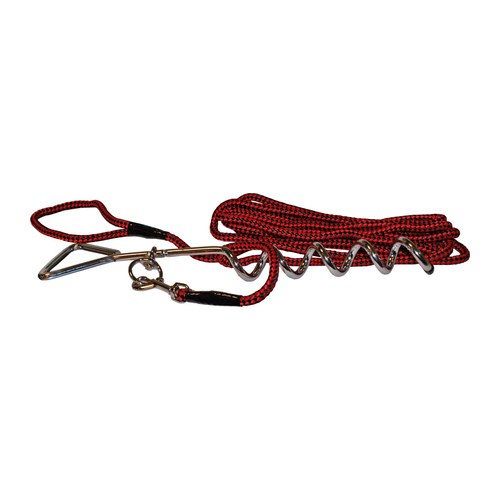 Campingset hond met draaipen 43 cm en rode looplijn van 5 meter