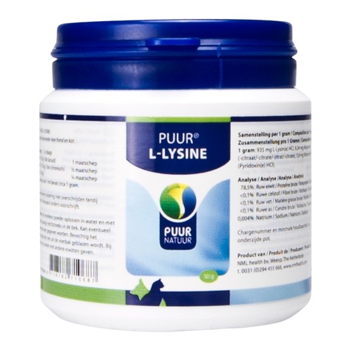 Pot PUUR L-Lysine 50 gram poeder voor hond en kat