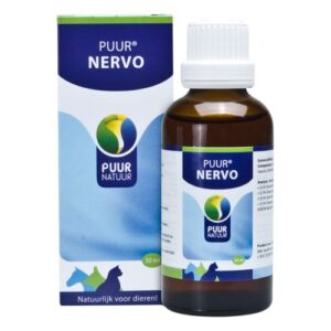 PUUR Nervo 50 ml flesje en doosje, rustgevende druppels voor hond, kat en paard
