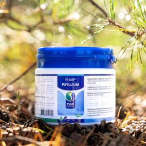 Pot PUUR Psyllium in het bos, natuurlijke vezels voor een normale darmwerking bij hond en kat