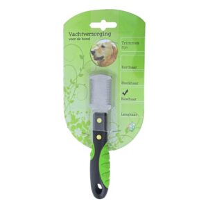 Trimmes hond Fijn voor de ruwharige vacht met groene antisliphandgreep