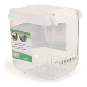 Vogelbadje van transparant plastic met bodemrooster, 14x11x14 cm