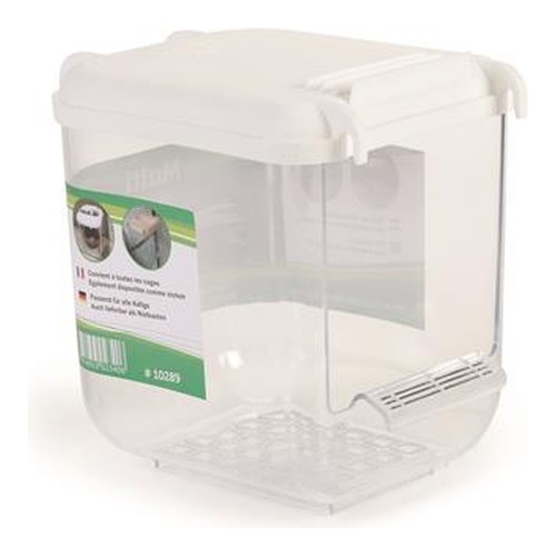 Vogelbadje van transparant plastic met bodemrooster, 14x11x14 cm