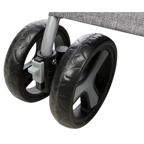 Dubbele geveerde voorwielen van de hondenbuggy die 360 graden meedraaien