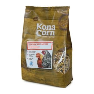 Zak Konacorn Kippensnoepzaad van 1,4 kg met zichtbare zadenmix door het venster