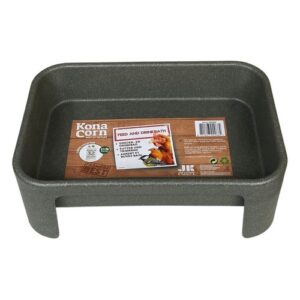 KonaCorn voeder- en drinkbad voor vogels in grijsgroen gerecycled kunststof, 31 x 21 cm