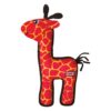 KONG Ballistic Giraffe, stevige hondenknuffel in rood en geel met pluche oren en staart