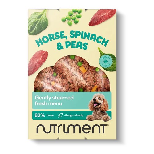 Nutriment Fresh paard, spinazie en erwten 400 gram, vers hondenvoer met 82 procent paardenvlees