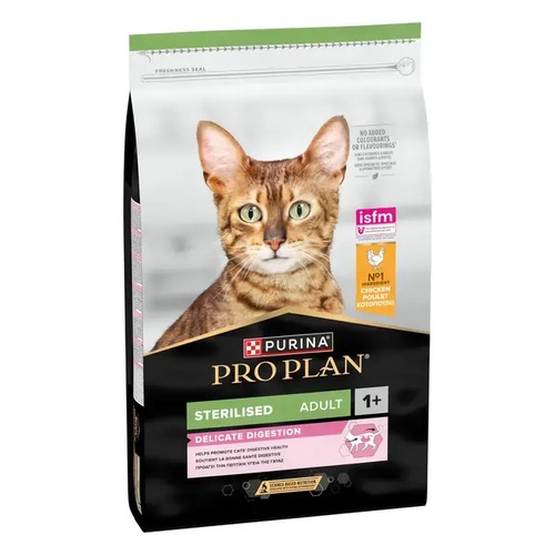Zak Pro Plan Sterilised Delicate Digestion kattenvoer met kip, vooraanzicht