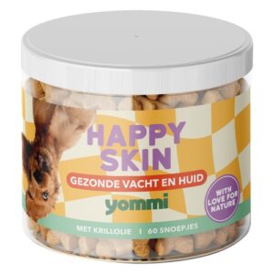 Pot Yommi Happy Skin met 60 snoepjes voor de huid en vacht van je hond