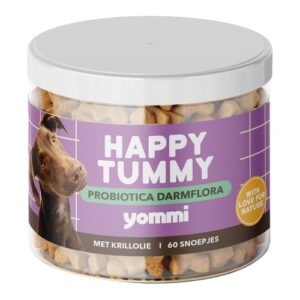 Pot Yommi Happy Tummy met 60 snoepjes voor de darmflora van je hond