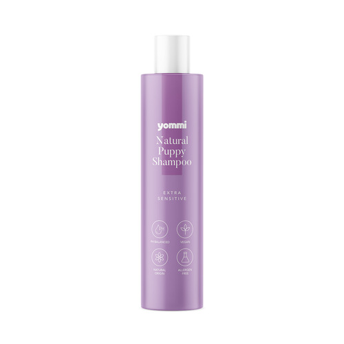 Fles Yommi puppyshampoo Extra Sensitive 250 ml, milde puppyshampoo zonder parfum