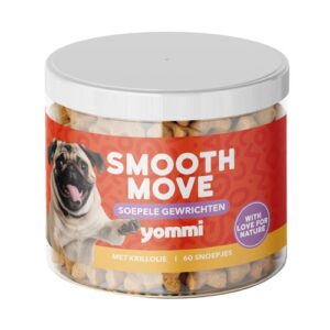 Pot Yommi Smooth Move met 60 snoepjes voor soepele gewrichten bij je hond