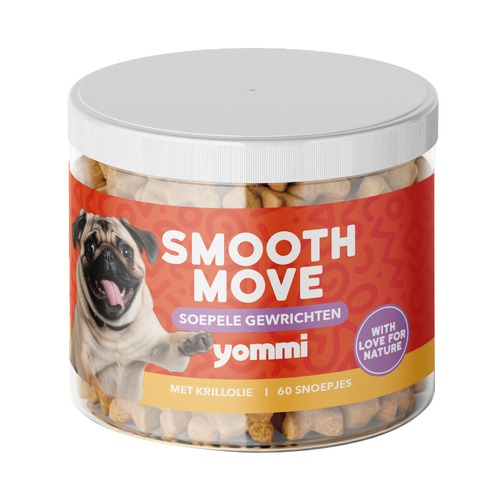Pot Yommi Smooth Move met 60 snoepjes voor soepele gewrichten bij je hond
