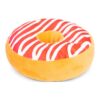 Beeztees Donut XL Framboos, donut hondenknuffel met rode glazuurlaag en witte strepen